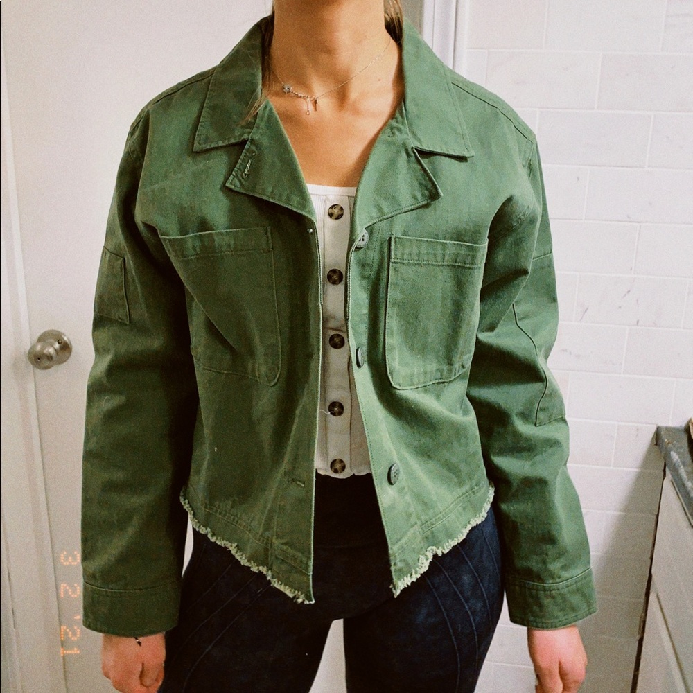 Sanctuary Women’s Green Military Jacket Cropped L